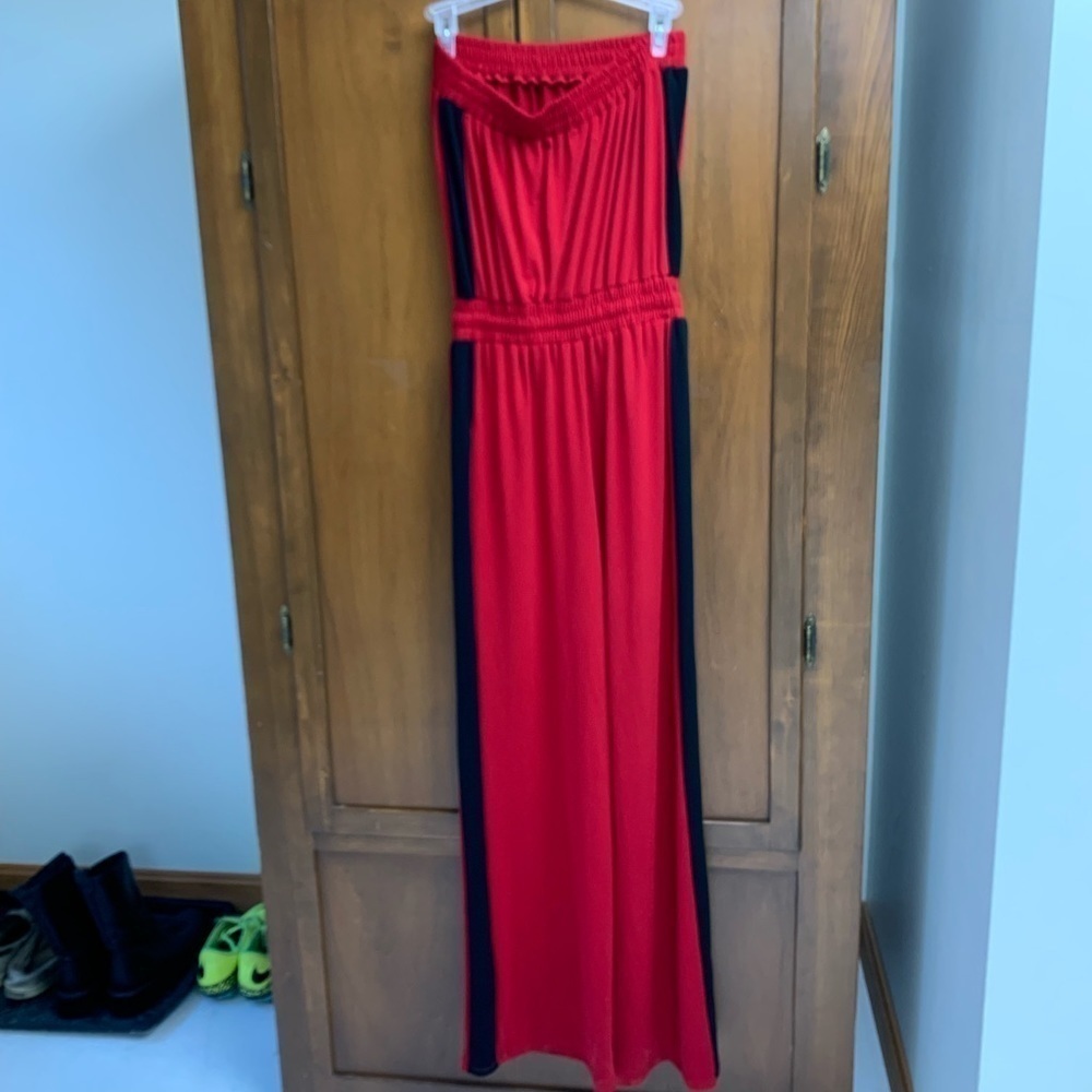 Urban Outfitters Red Strapless Jumpsuit - Picture 2 of 7
